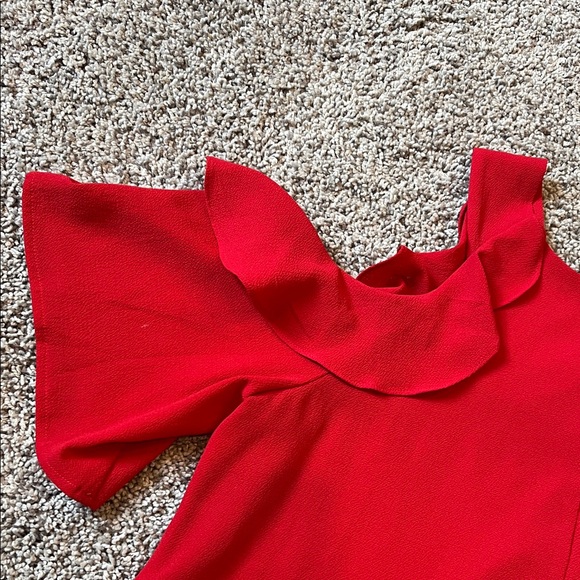 Red Cold Shoulder Women's Top - Picture 4 of 4